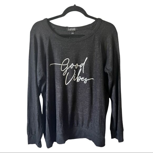 Super Soft Black Sweatshirt with Good Vibes Writing on Front Size Large - Picture 7 of 14